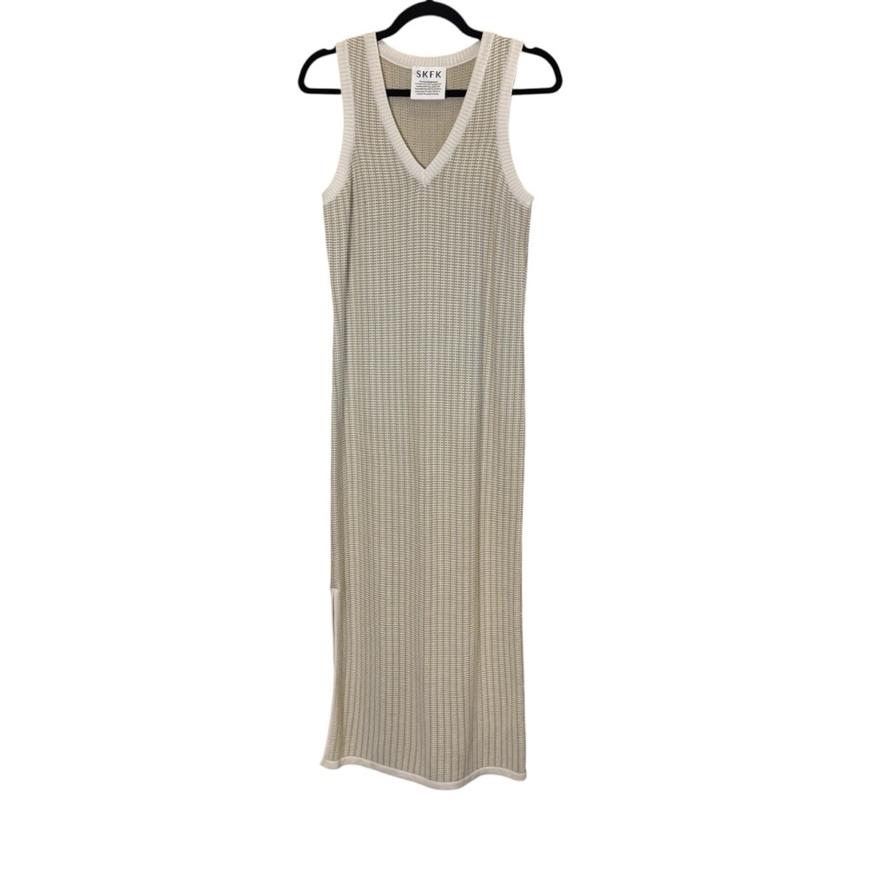 SKFK Ihara Women’s Sleeveless Organic Cotton Minimalist Knit Midi Dress sz 6